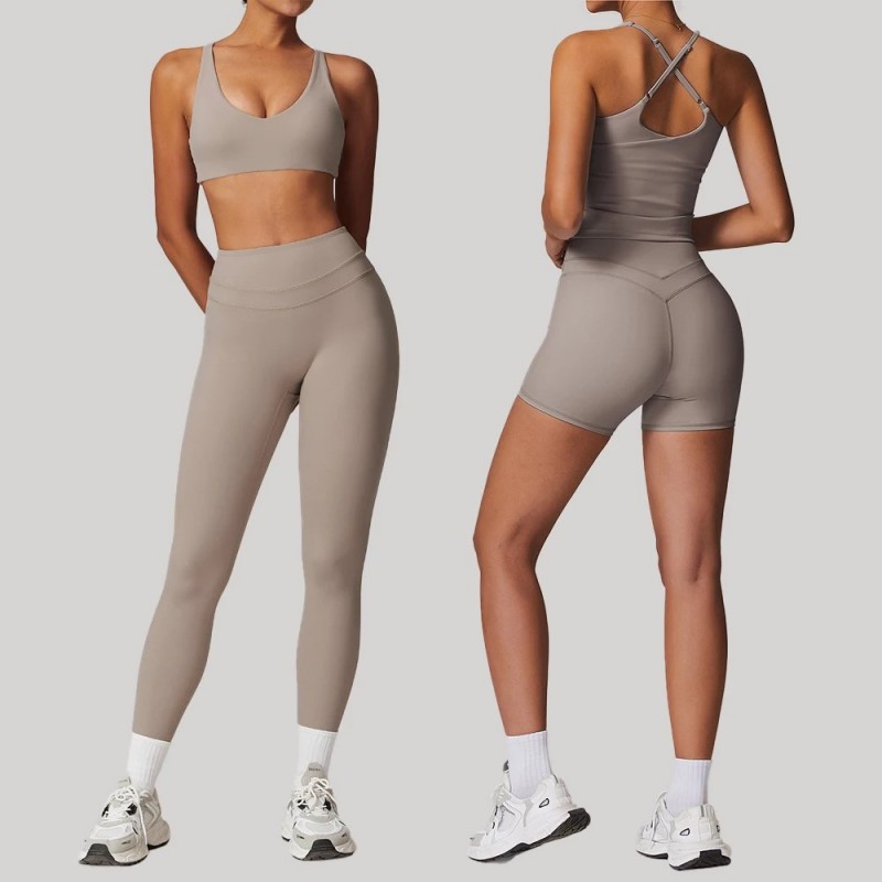 High Waist Yoga Sets for Women with Sculpting Leggings, Stretch Workout Activewear Set