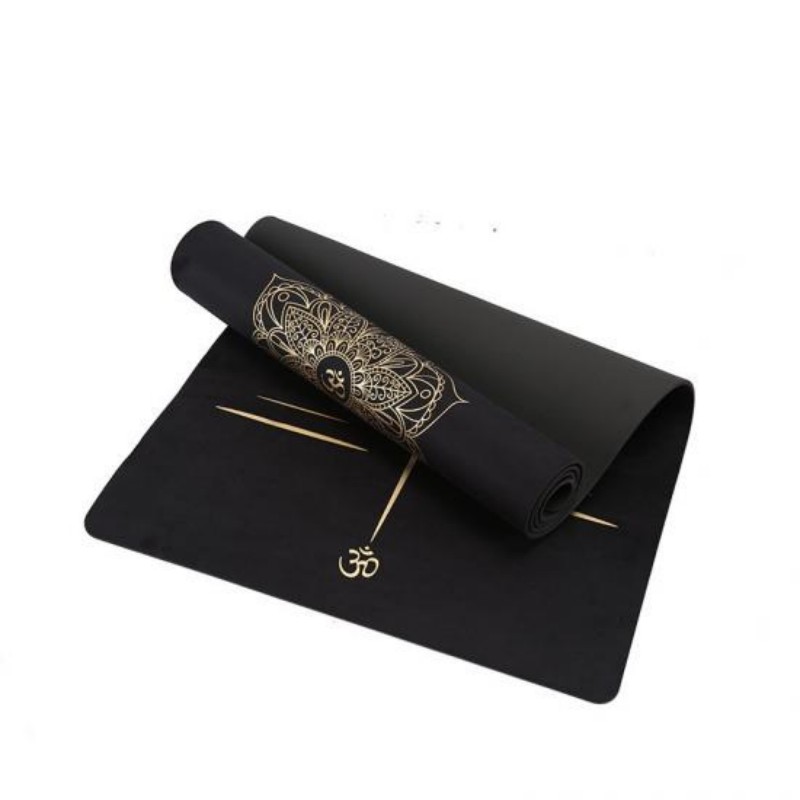 Black Printed Pattern Suede Yoga Mats High Density Home Use Exercise Mat