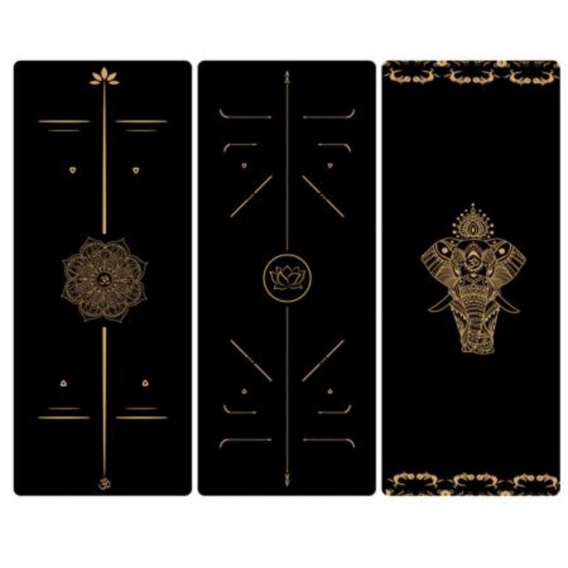 Black Printed Pattern Suede Yoga Mats High Density Home Use Exercise Mat