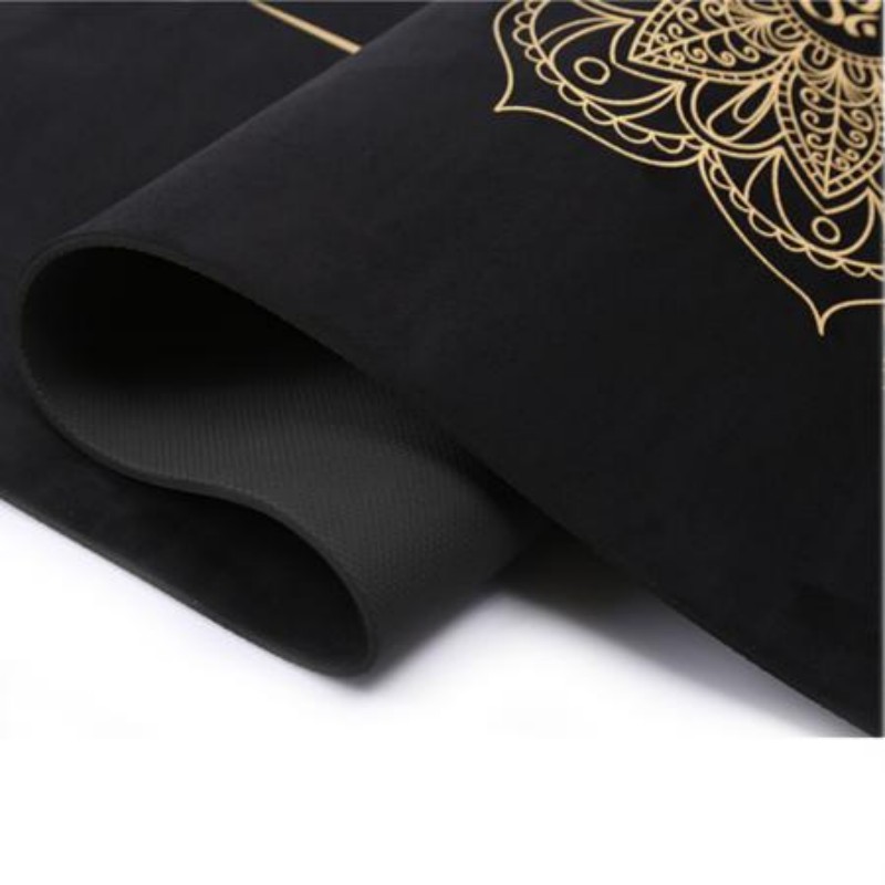 Black Printed Pattern Suede Yoga Mats High Density Home Use Exercise Mat