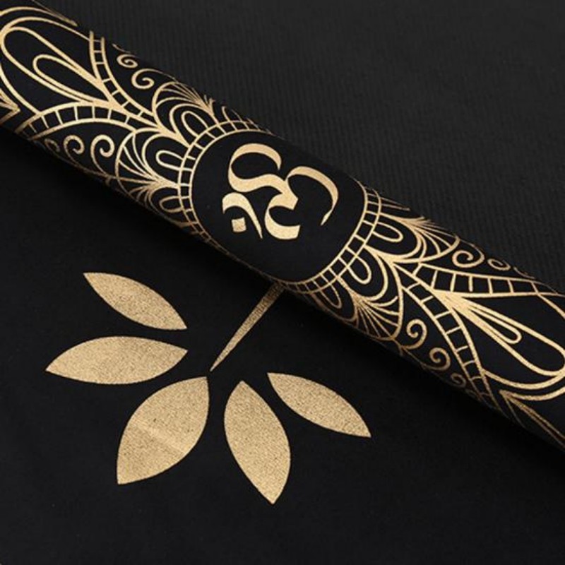 Black Printed Pattern Suede Yoga Mats High Density Home Use Exercise Mat