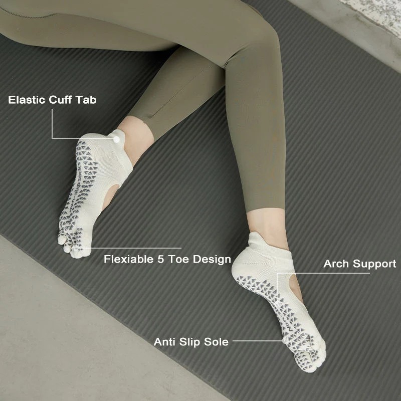 Five Toe Anti Slip Grip Exercise Yoga Socks for Pilates and Fitness