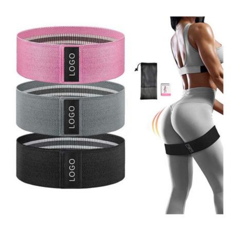 Non Slip Printed Booty Hip Fabric Resistance Bands for Legs and Butt Workout