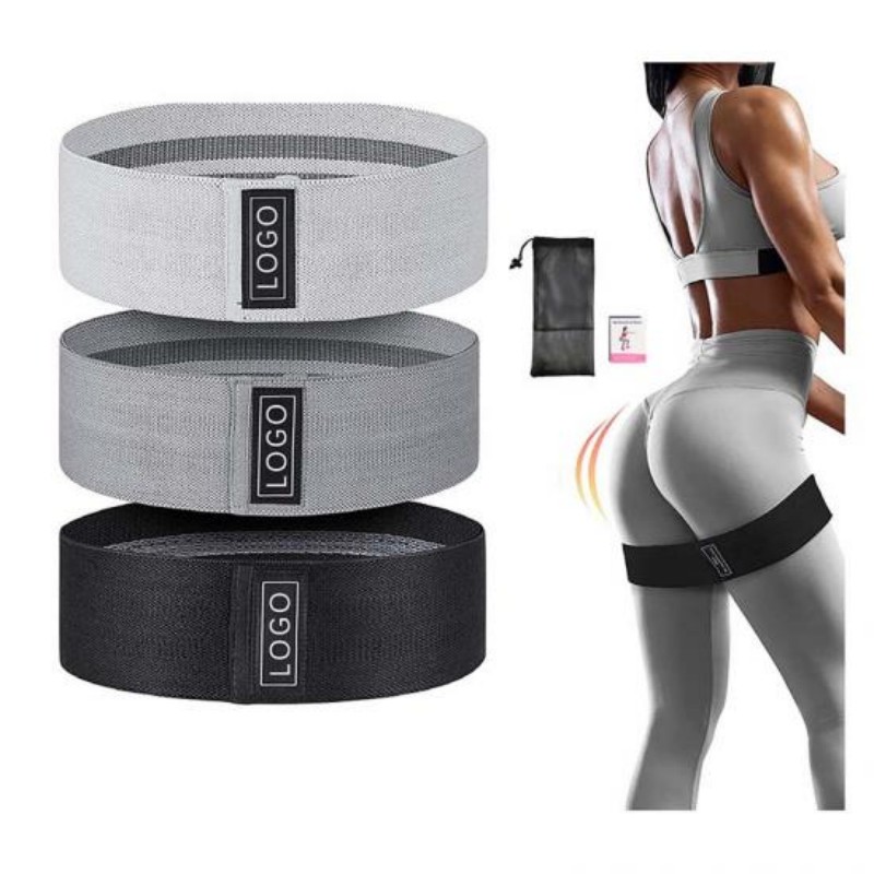 Non Slip Printed Booty Hip Fabric Resistance Bands for Legs and Butt Workout