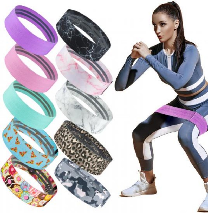 Non Slip Printed Booty Hip Fabric Resistance Bands for Legs and Butt Workout