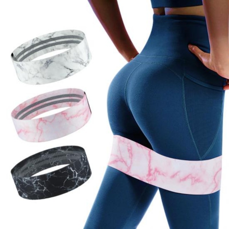 Non Slip Printed Booty Hip Fabric Resistance Bands for Legs and Butt Workout