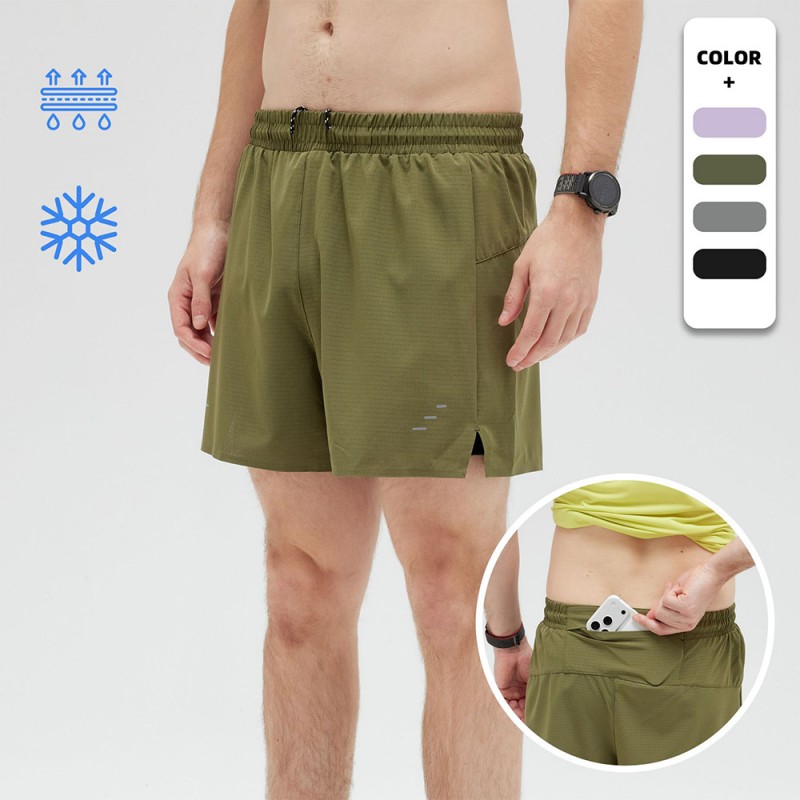 Quick Dry Breathable Double Layer Shorts with Pockets Outdoor Sports Gym Shorts