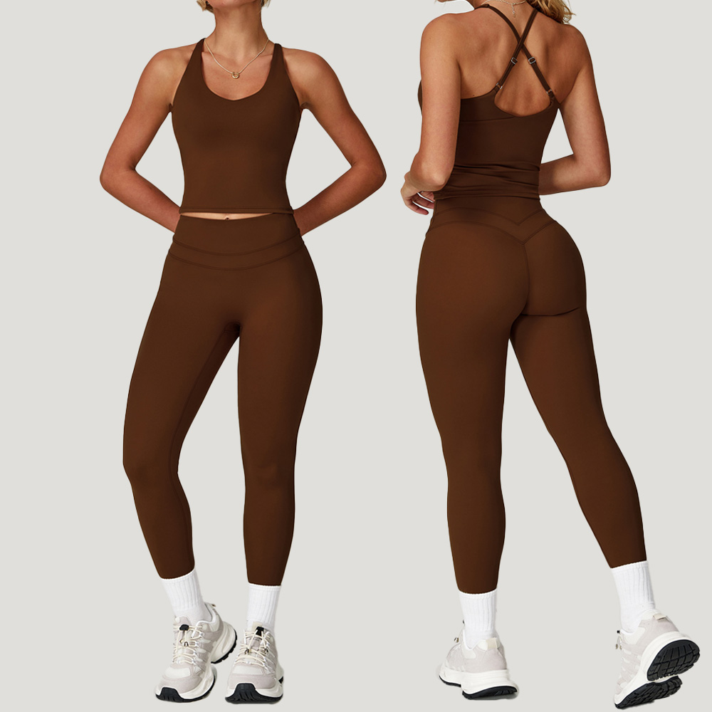 High Waist Yoga Sets for Women with Sculpting Leggings, Stretch Workout Activewear Set