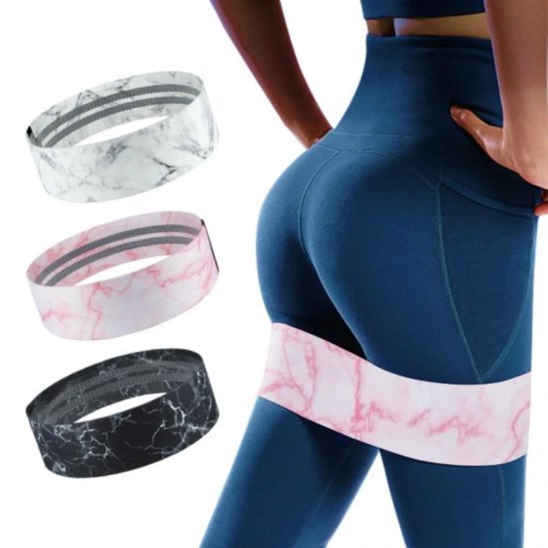 Non Slip Printed Booty Hip Fabric Resistance Bands for Legs and Butt Workout