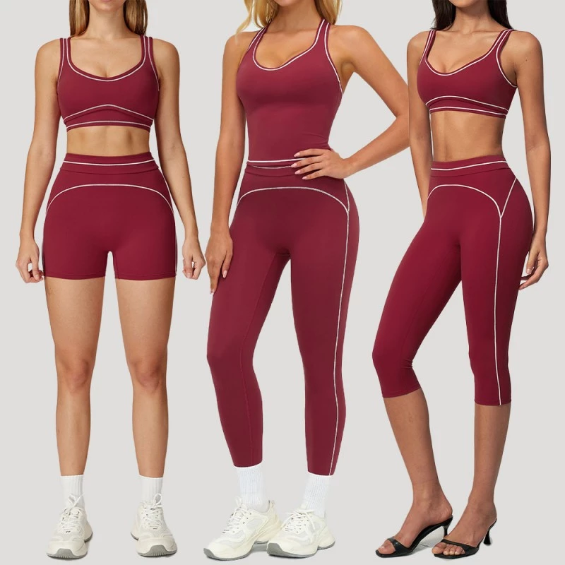 Contrast Color Premium Sports Bra Yoga Vest Womens Yoga Suit Workout Set