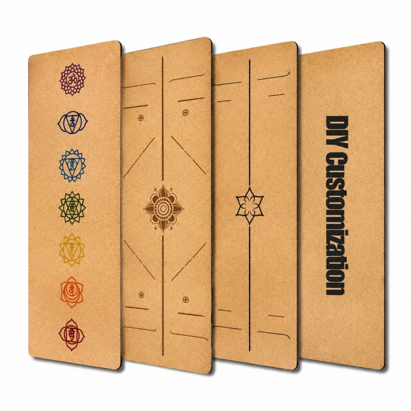 Durable Eco Friendly Moisture Resistant Printed Non Slip Cork Yoga Mat